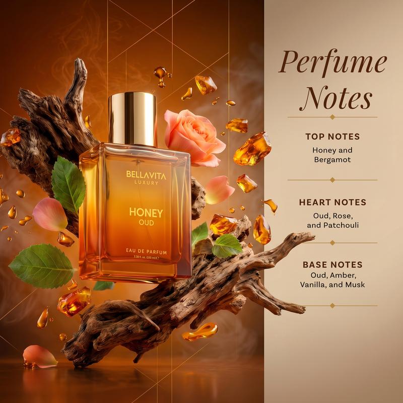 Bellavita Luxury Honey Oud Eau de Perfume | 100 ml (3.4 fl.oz.) | Perfume for Men and Women | Sweet Honey, Bergamot, Oud, And Amber notes.