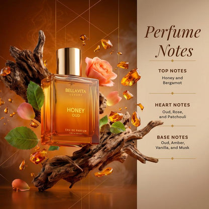 Bellavita Luxury Honey Oud Eau de Perfume | 100 ml (3.4 fl.oz.) | Perfume for Men and Women | Sweet Honey, Bergamot, Oud, And Amber notes.